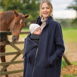 Navy Blue Wool Blend Seraphine 6-in-1 Maternity Coat